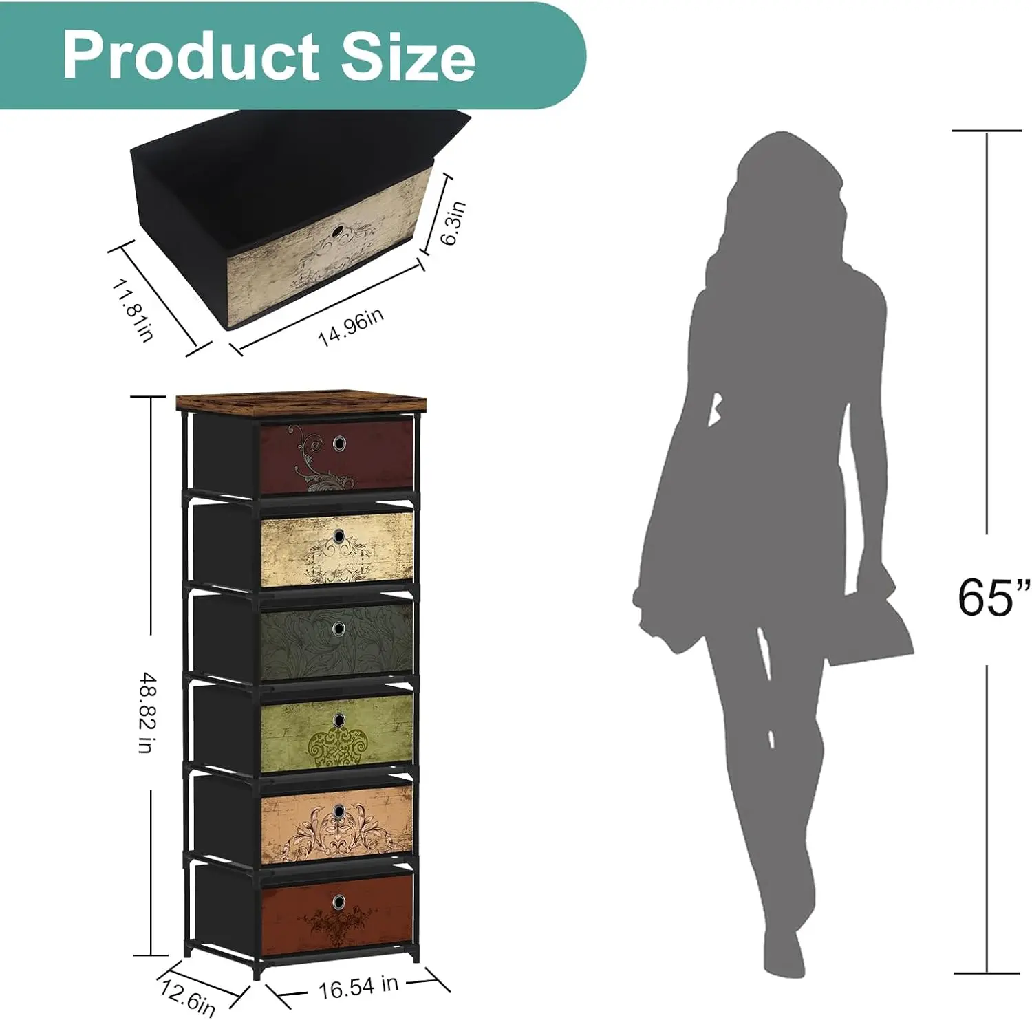 

6 Drawers Storage Organizer Cabinet, Decorative Storage Chest, Small Dresser, Stand Nightstand For Bedroom, Living Room,