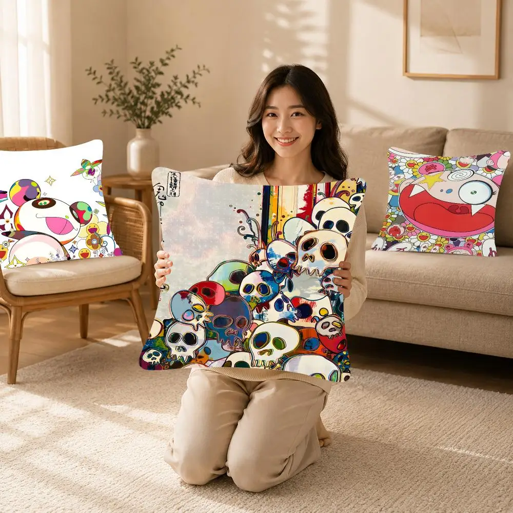 Artist Art Takashi Murakami Cushion Cover Bedroom bed reading backrest cushion Festive plush holiday Soft plush throw