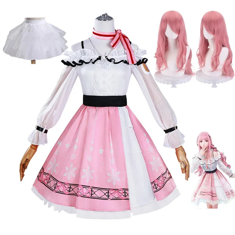 

Nikki Cosplay Anime Infinity Nikki Sweet Pink Lolita Dress Uniform Wig Set Halloween Party Outfit for Women SKIRTS