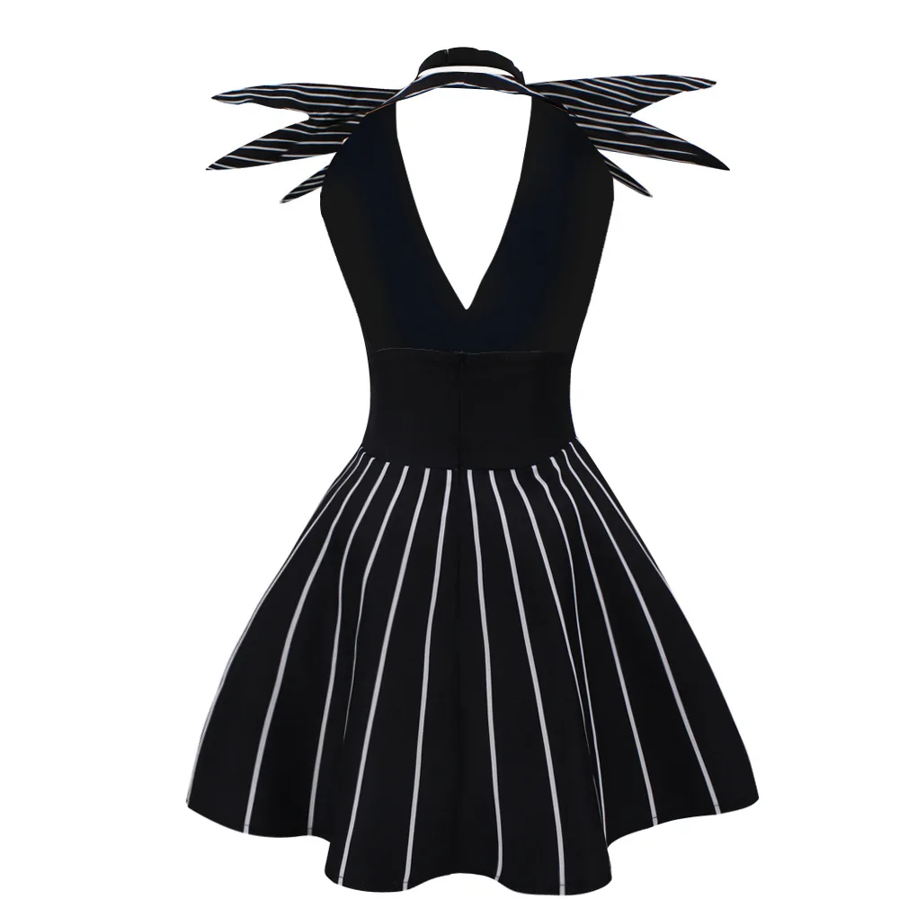Anime Jack Skellington Cosplay Costume Christmas Outfit Black Stripe Dress For Woman Halloween Party Fancy Demon Clothes