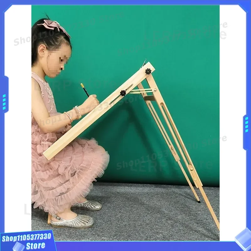 Portable Wooden Easel with Integrated Drawing Board for Outdoor Painting Sketching Folding Adjustable Height Stand Art