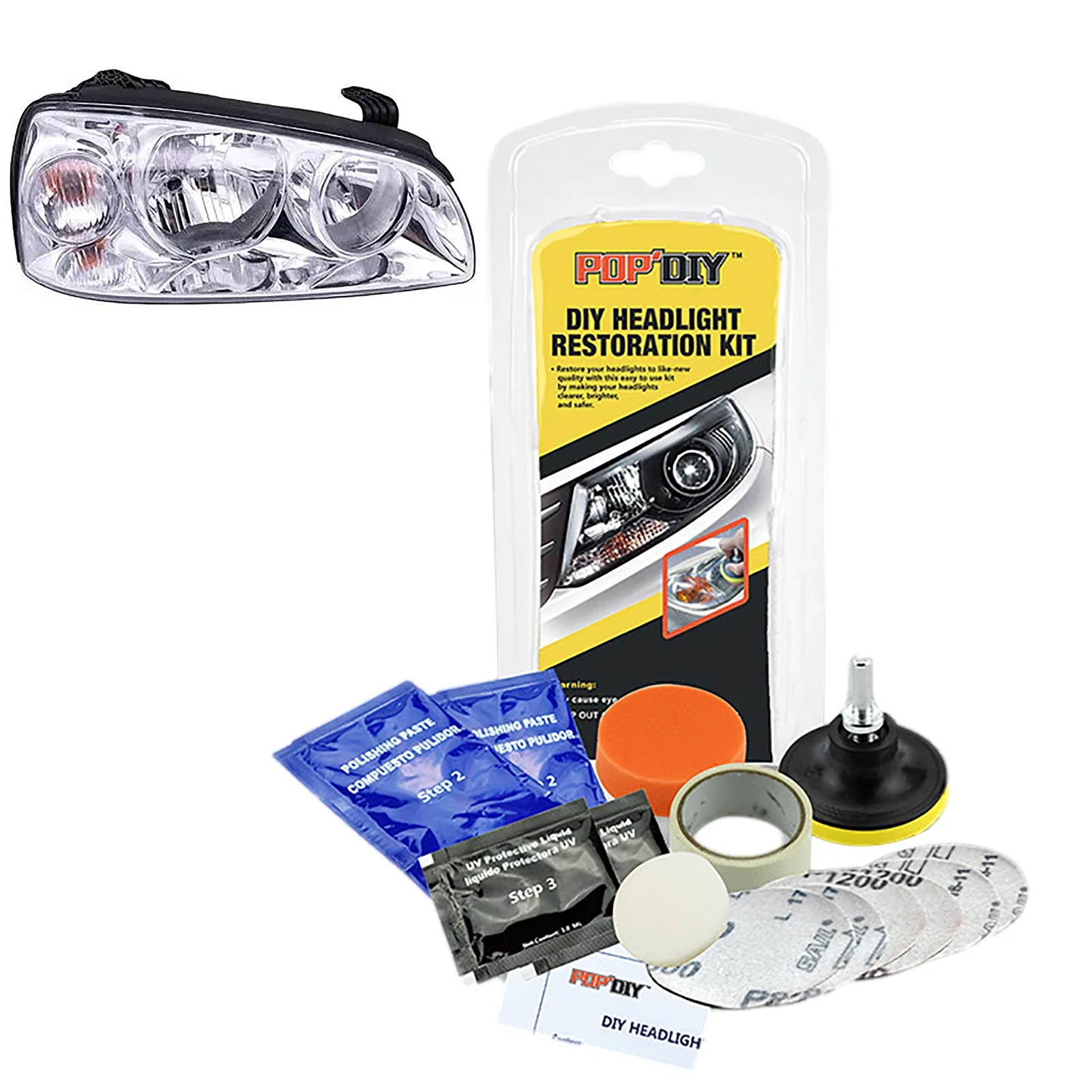 16 stks Auto Koplamp Lens Restauratie Reparatieset Polijsten Cleaner Schoonmaken Reparatie Tools Koplamp Restauratie Wasstraat Kit