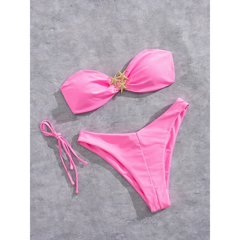 

New Detachable Strap Backless Beach Women's Party Bikini Set Summer Beach Lady