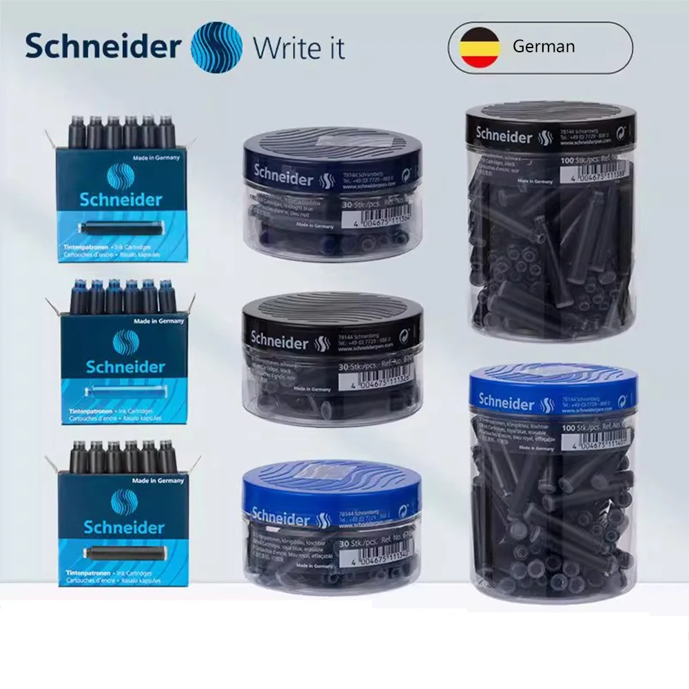 

Немецкая авторучка Schneider, чернильный мешок, неуглеродистый, большая емкость, калибр 2,6 мм, европейская стандартная ручка, универсальные офисные принадлежности