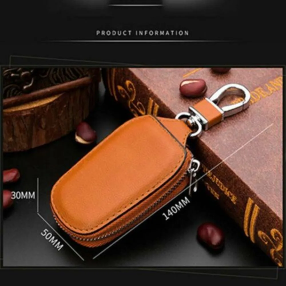 Car Keychain Covers Men Key Holder Leather Car Key Wallets Housekeeper Keys Organizer Zipper Key Case Bag Unisex Pouch Purse