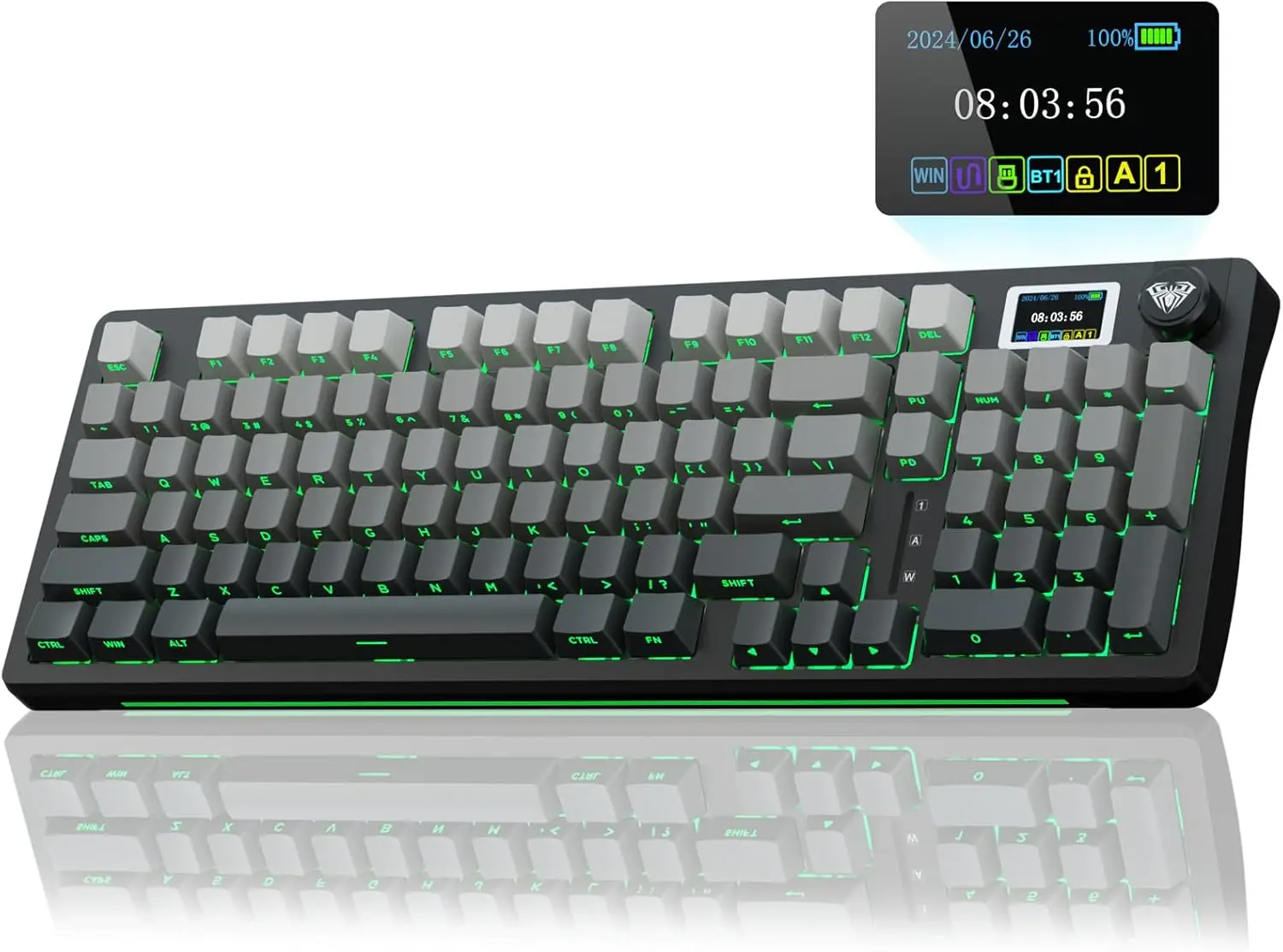 Wireless Mechanical Keyboard with Screen, Knob, Hot-Swappable Switches, RGB Backlit for Gaming