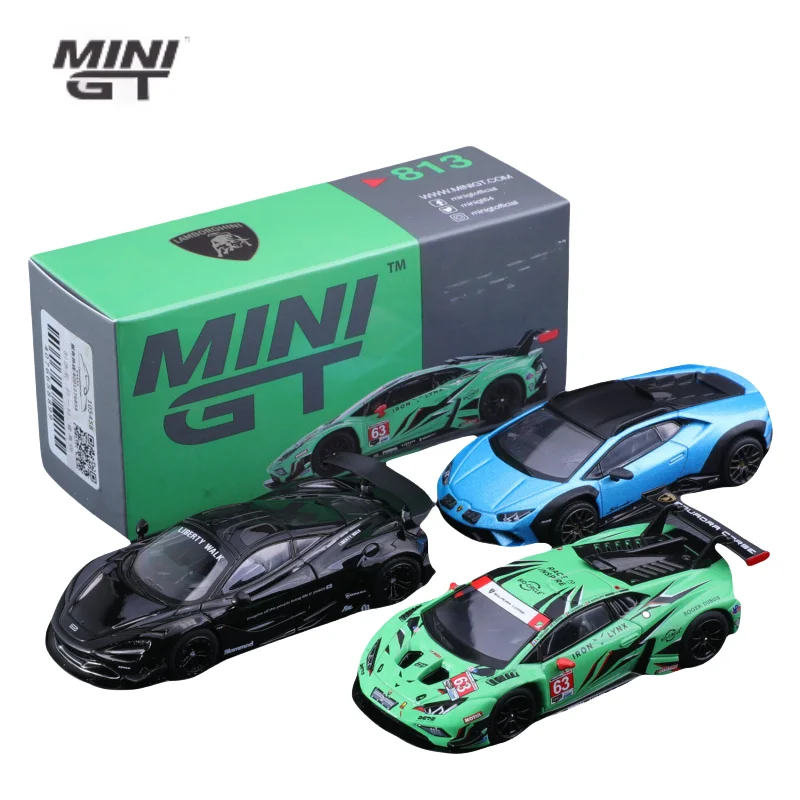 

MINI GT 1:64 Lamborghini Hurricane 813 Модель автомобиля Lamborghini GT3, литая под давлением сплава, игрушка для мальчиков, коллекционное украшение для взрослых.