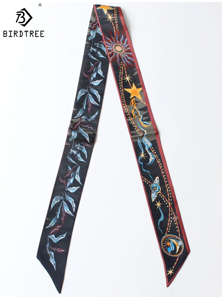 

BirdTree 100% натуральный шелковый шарф, ретро принт, литературный универсальный подарок для мамы, темпераментные элегантные растяжки, весна 2024, новинка A41735QD