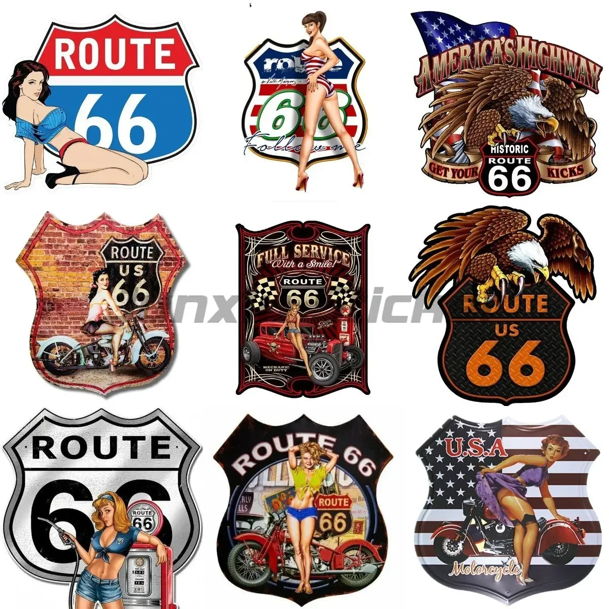 

Sexy Hot Girl Full Service with A Smile Route 66 Hot Rod Pinup Girl Decal Motocross Racing Laptop Helmet Trunk Car Sticker