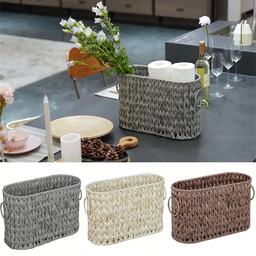 

Hand-Woven Rattan Storage Baskets Rectangular Woven Nesting Wicker Baskets for Decor Fruit Tea Snack Tray and Snack Storage Box