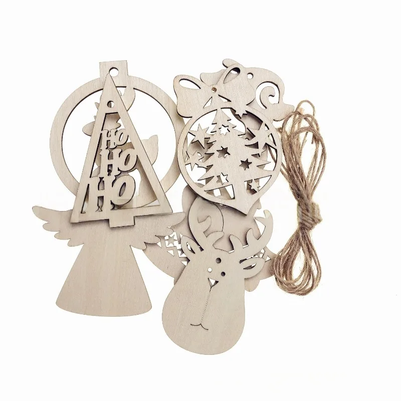10 قطعة عيد الميلاد الحلي الخشبية للحرف اليدوية شريحة خشبية غير مكتملة الحلي شجرة عيد الميلاد الخشبية معلقة الديكور Crafts بها بنفسك الحرف #3