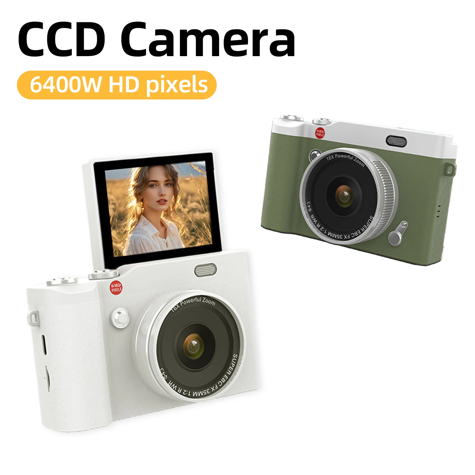 

Digital Camera 4K Full HD Video Retro Style Portable for Students Kids Gift High Resolution Compact Toy Camera