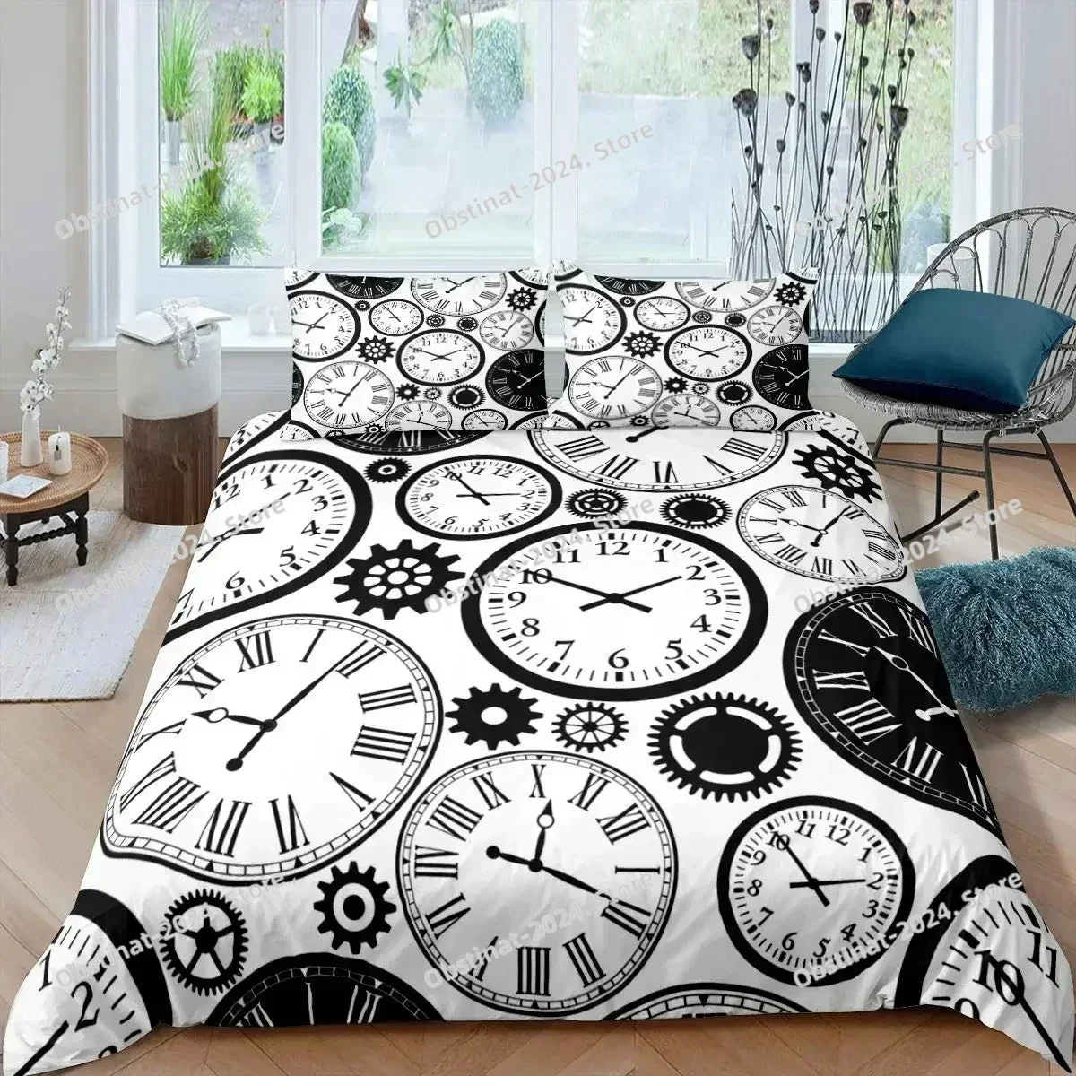 Top Ndustrial Gear Duvet Cover Queen Size Steampunk Style Locks Comforter Cover Boys Men Mechanical Device Polyester Bedding Set
