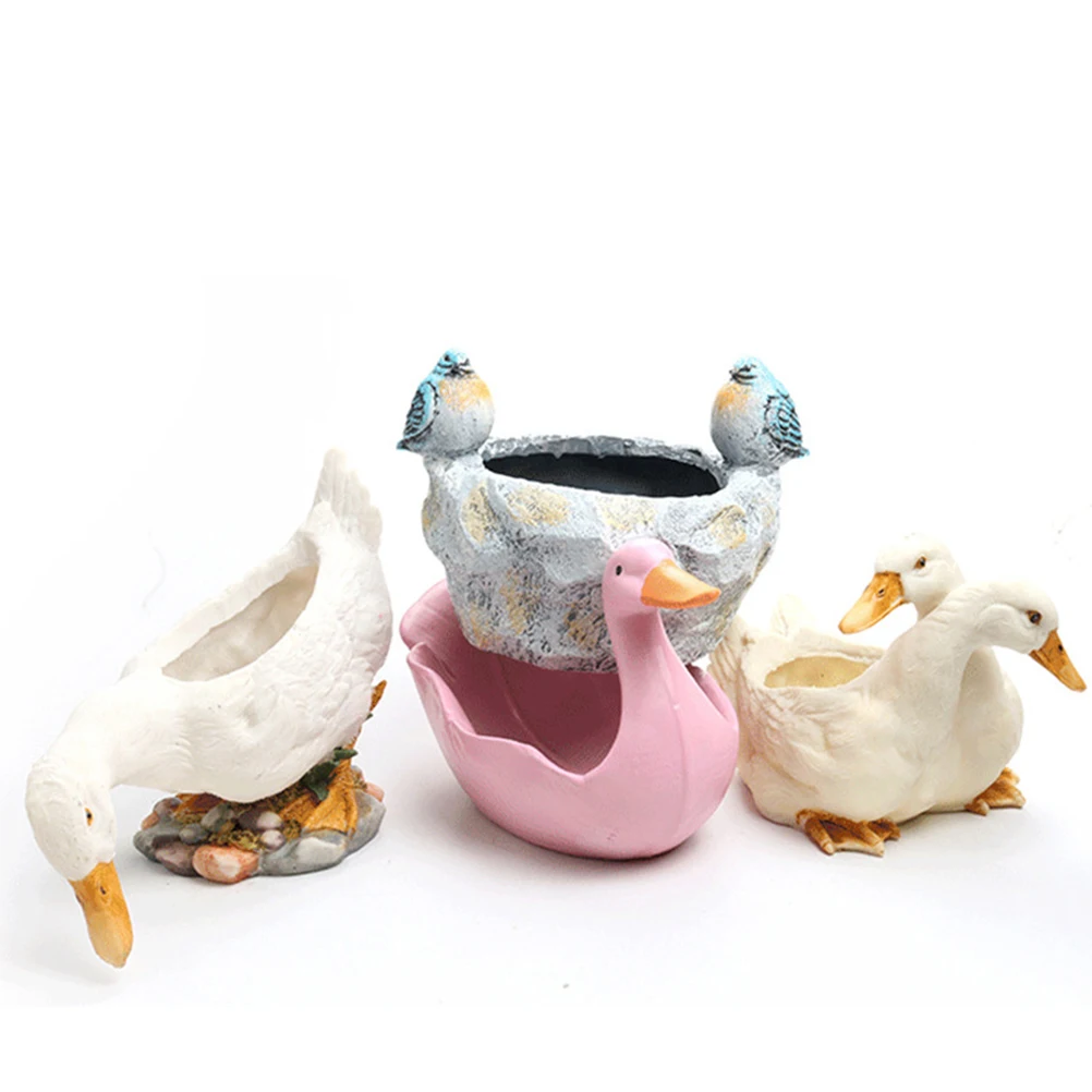 

1Pcs Resin Planter for Succulent Plants Creative Gardening Flower Pot with Vivid Texture Home Decor Planting Container