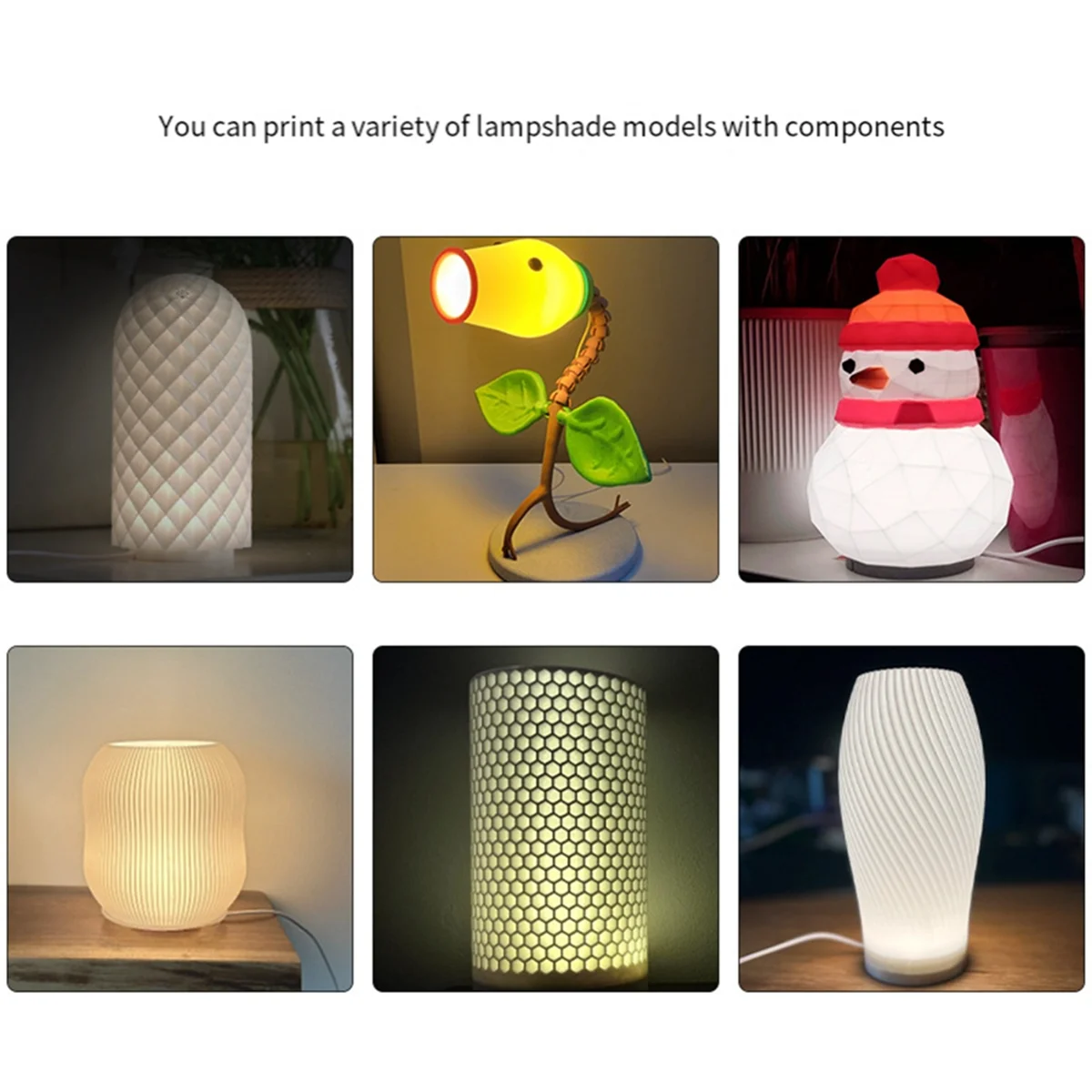 3D Print Parts Model Kit LED Light Lighting Kit Can Be Matched with A Variety of Lampshade Models Without Printparts