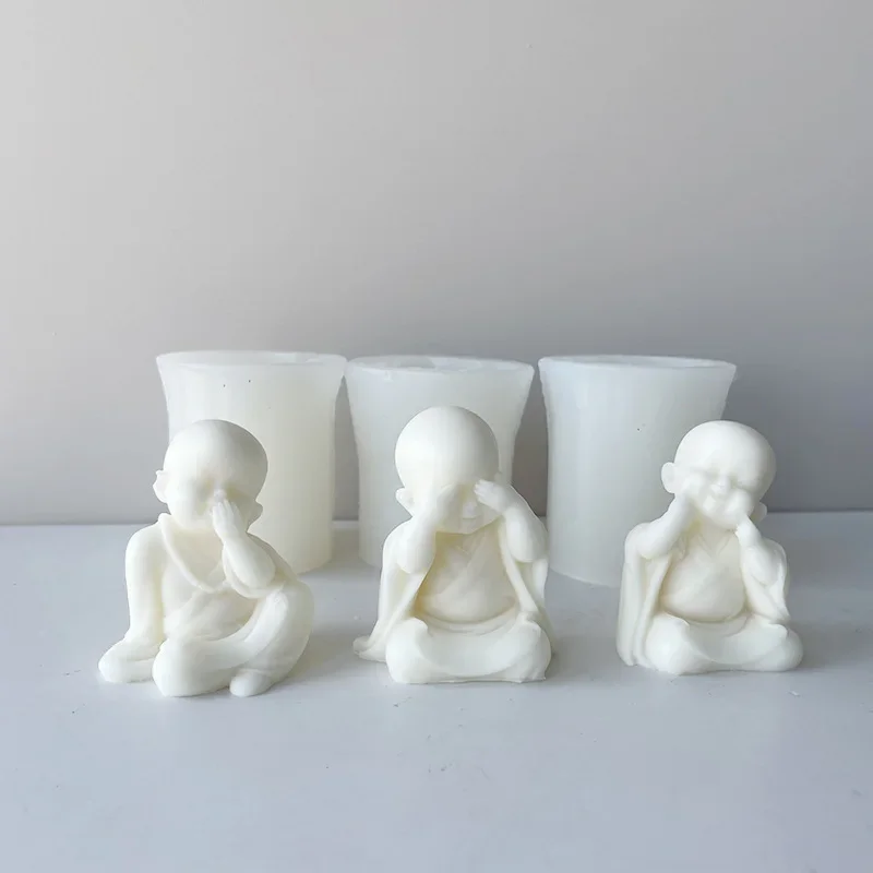 

3D Monk Plaster Clay Candle Making Mould Buddha Statue Crafts Decoration Monk Silicone Mold