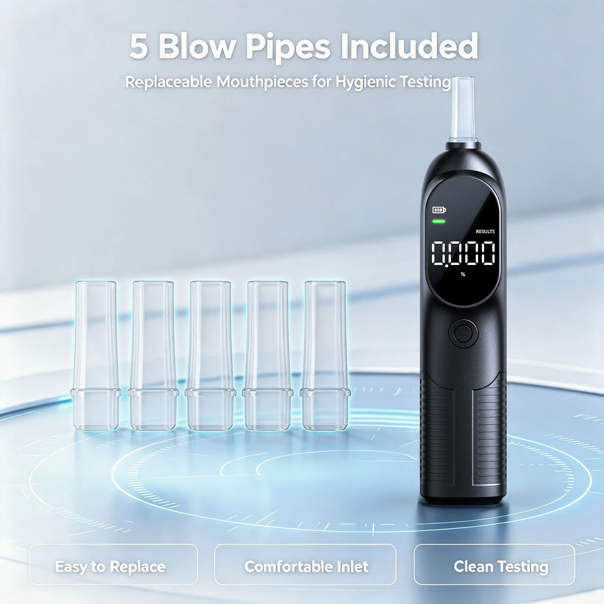 Alcohol Tester with Intelligent Sensor, Portable Breath Analyzer with 4 BAC Units Adjustable ( Not Battery Included)