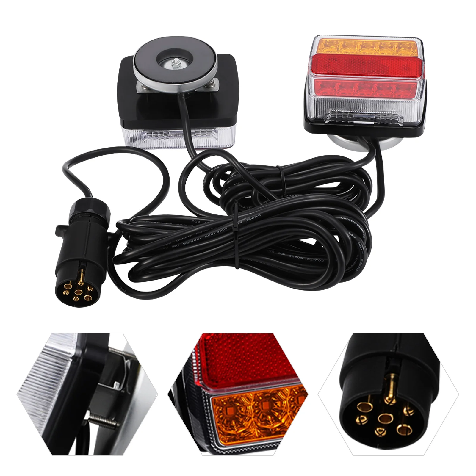 Magnetic LED Trailer Towing Light Rear Tail Board Stop Lamp 12V with 7.5M Cable