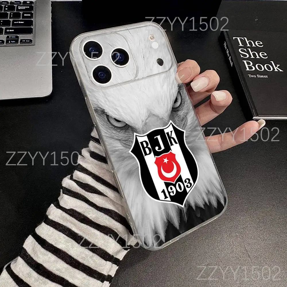 حافظة هاتف رياضية B-Besiktas B-JK لهواتف iPhone 17,16,15,14,13,12,11 Pro,Max,Plus,X,XS,XR,SE4,E Mini شفافة ناعمة