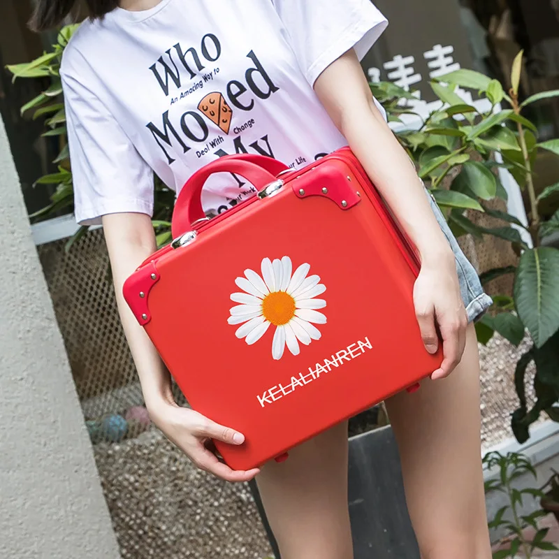 軽量コンパクト母娘デイジー柄荷物6インチ学生用メイクアップケースハンドヘルド超大容量スーツケース