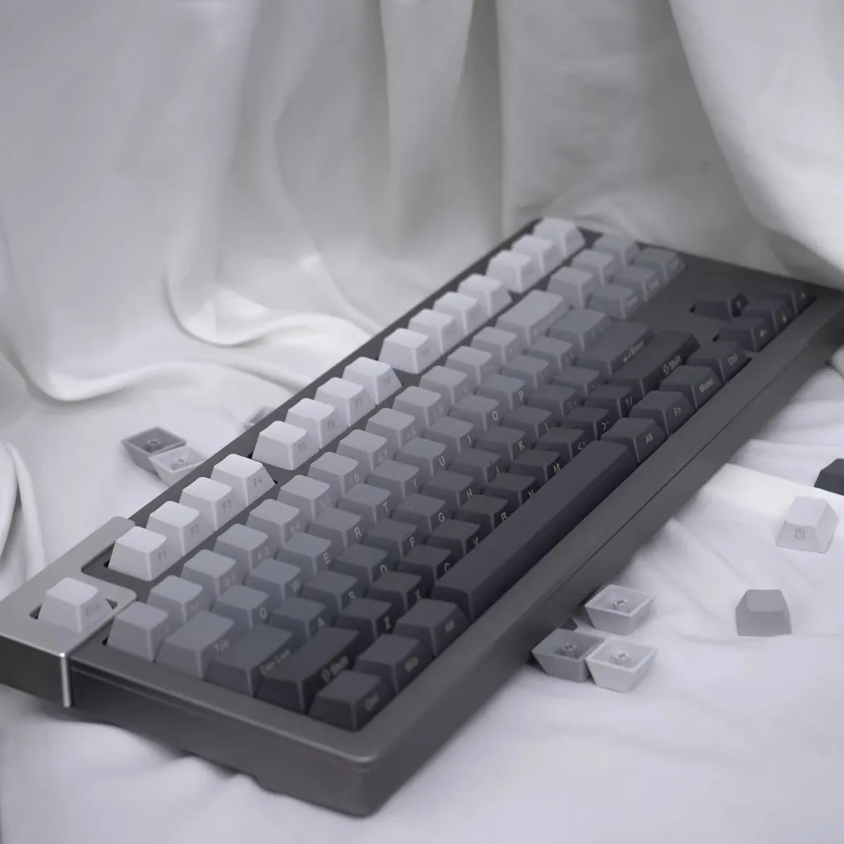 Gray/purple/cyan gradient front/side engraving 125 key mechanical keyboard keycap PBT cherry original factory height keycap