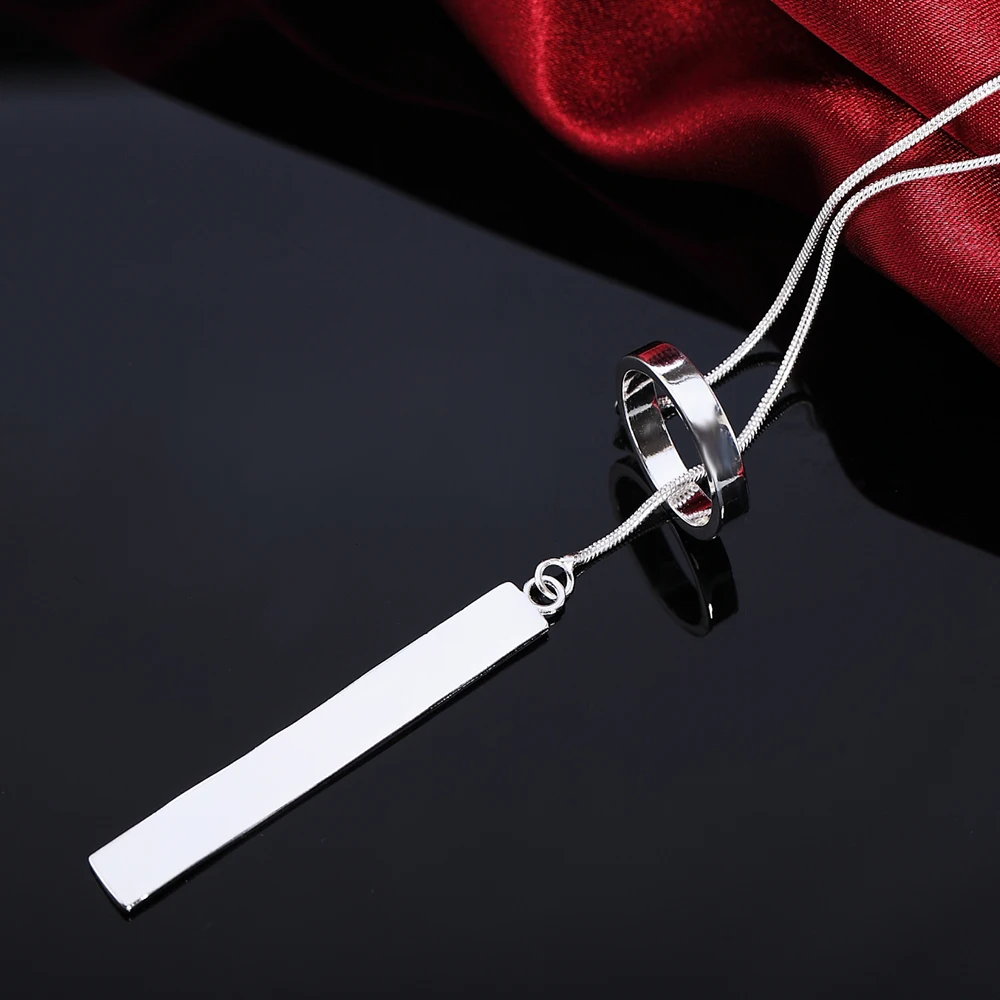 

925 Sterling Silver Necklace For Women Jewelry 45cm 18 inches Creative Round Pendant fashion Christmas gifts Wedding