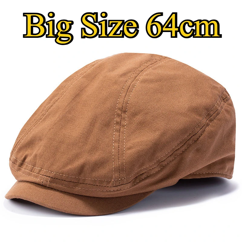 Oversize Newsboy Hat for Big Head 64cm Men Cotton Beret Dad Flat Irish Caps Newsies Large Cabbie Hat Women Fashion Octagonal Cap