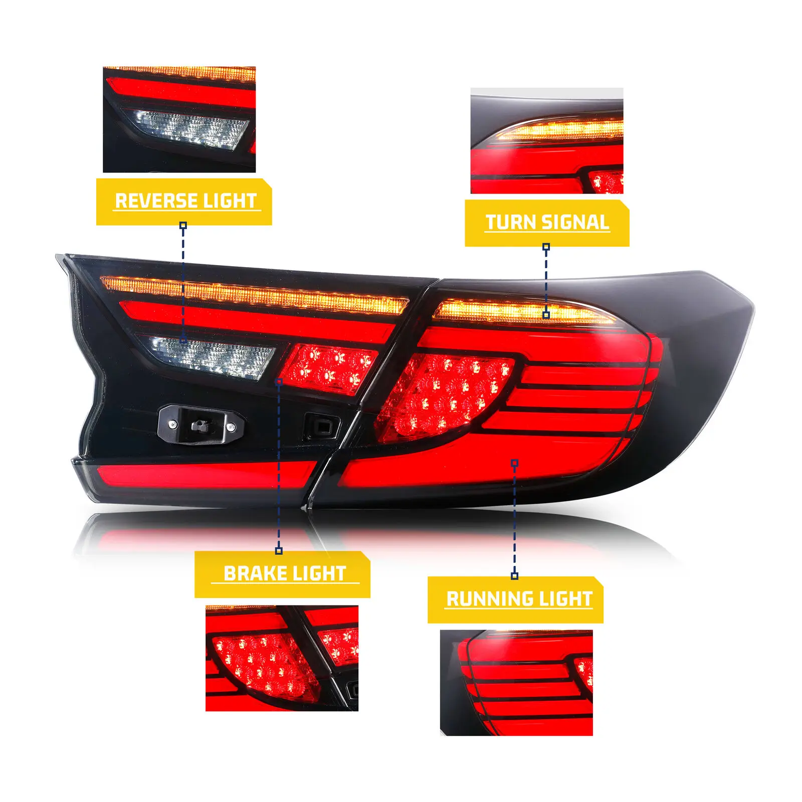 LED Tail Lights for Honda Accord 10th Gen 2018 2019 2020 2021 DRL Sequential Indicator Rear Lamp Assembly