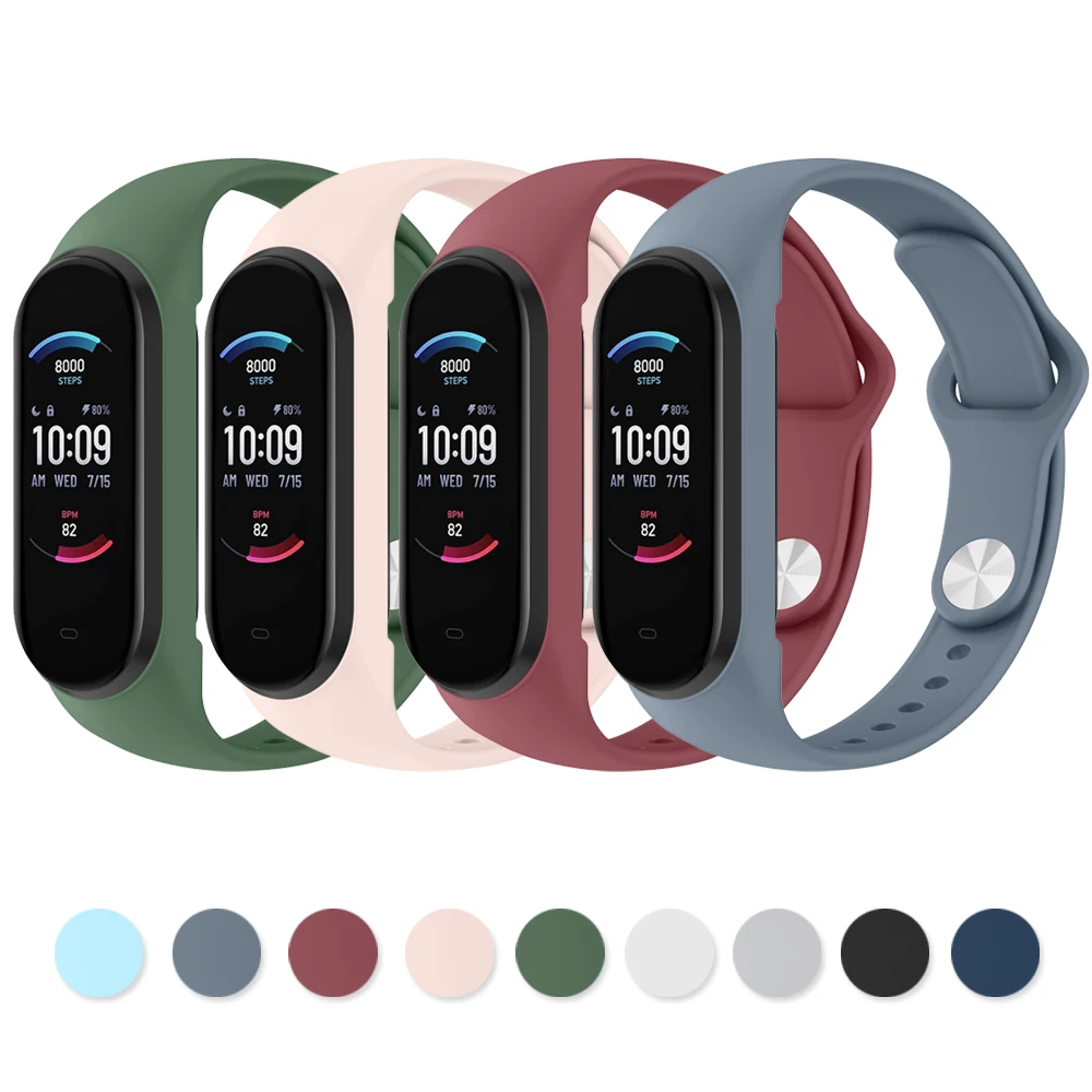 Soft Silicone Strap For Xiaomi Mi Band 5 6 Band Wristband Watchband For Xiaomi Mi Band 5 6 Miband 5 6 Strap Smartwatch Accessory