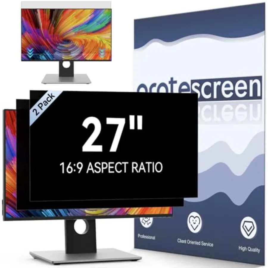 

[2 Pack] 27 Inch Computer Privacy Screen for 16:9 Widescreen Monitor Removable Eye Protection Anti Glare Blue Light Filter Anti