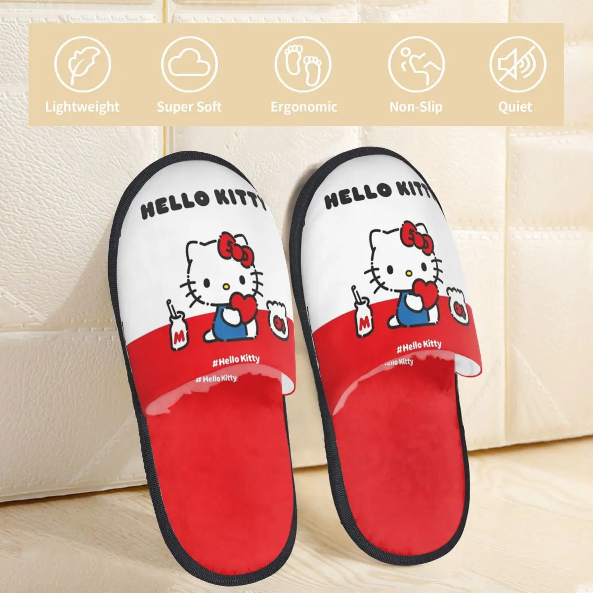 Hello Kitty Slippers for Woman Man House Shoes Soft Indoor Slippers