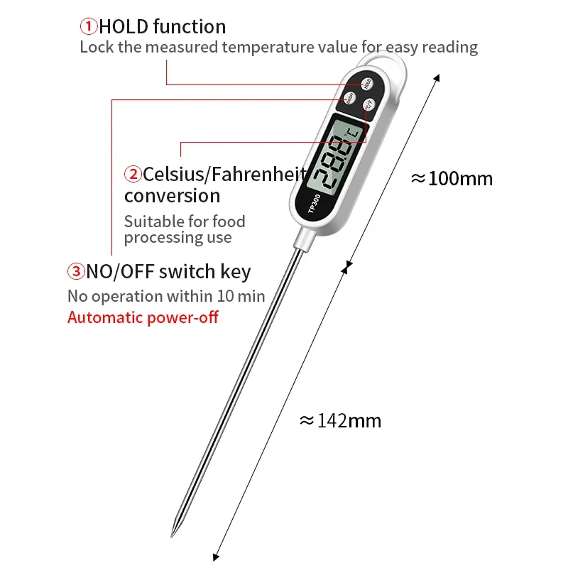 LUXIANZI TP300 Digital Food Thermometer with probe For Meat/BBQ/Milk/drinks Cooking Food Oven Kitchen Electronic Thermometer