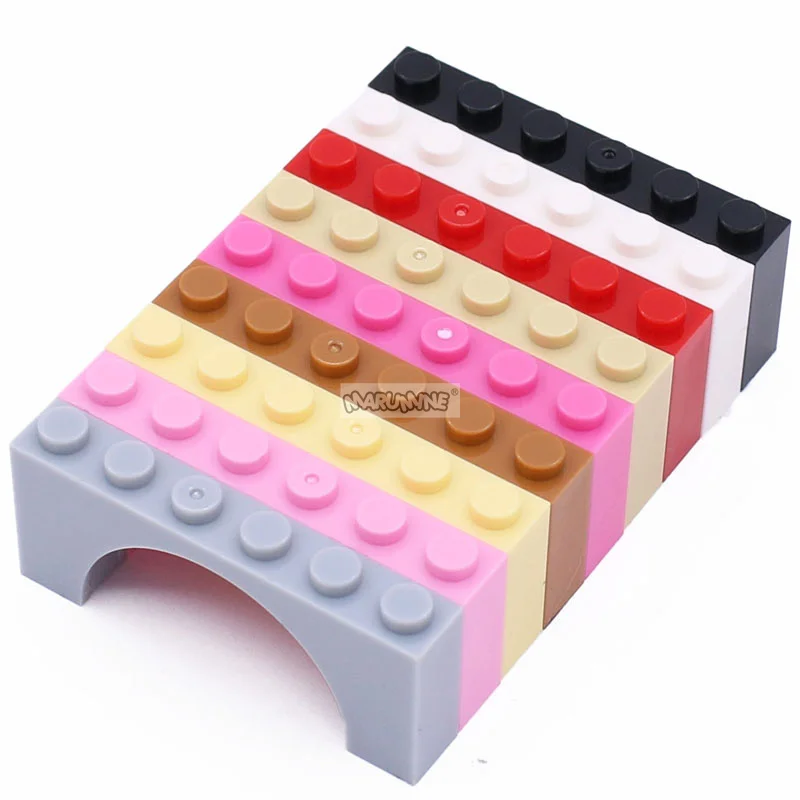 Marumine DIY Arch Bridge 1x6x2 Thick Top With Reinforced Underside Building Blocks MOC Assembles Particles Compatible 3307 15254