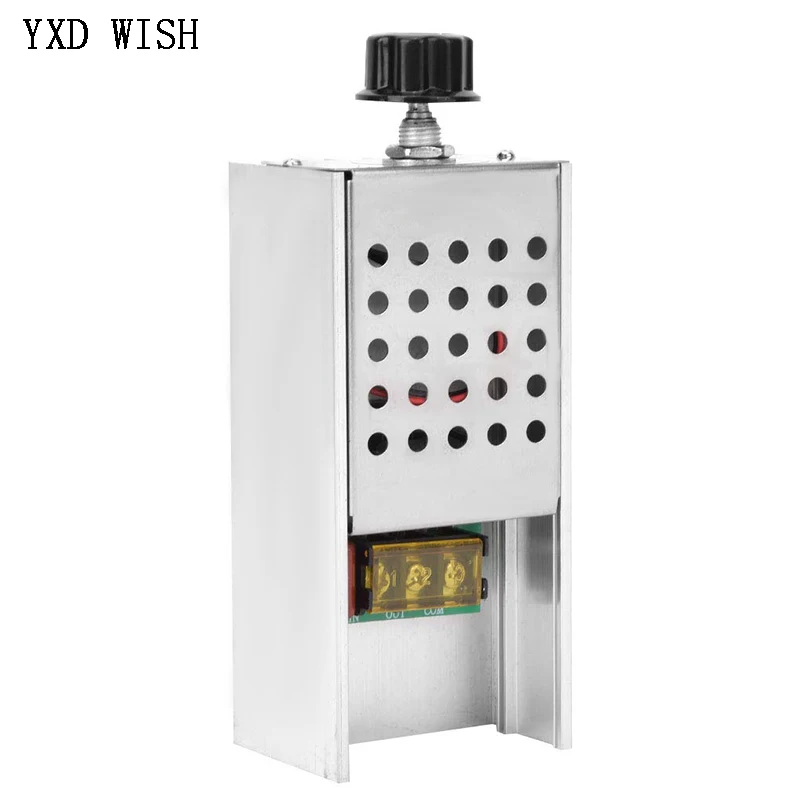 Regulador de Voltagem SCR com Estojo, Dimmer Eletrônico, Termostato, Controlador de Velocidade do Motor, Regulador Volt, Molde, AC 220V, 6000W