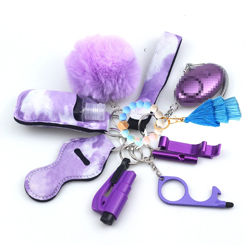 11pcs Mulheres Safety Survival Alarm Set Emergency Protection Safety defesa Braceletes Keychain Alarm com windows breaker