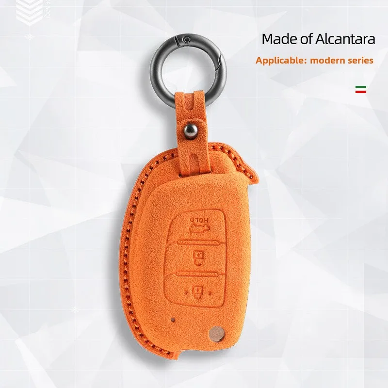 

For Modern Elantra Ix25 Alcantara Flip Fur Three-dimensional Key Case Smart Key Case Decorative Key Case Automotive Supplies