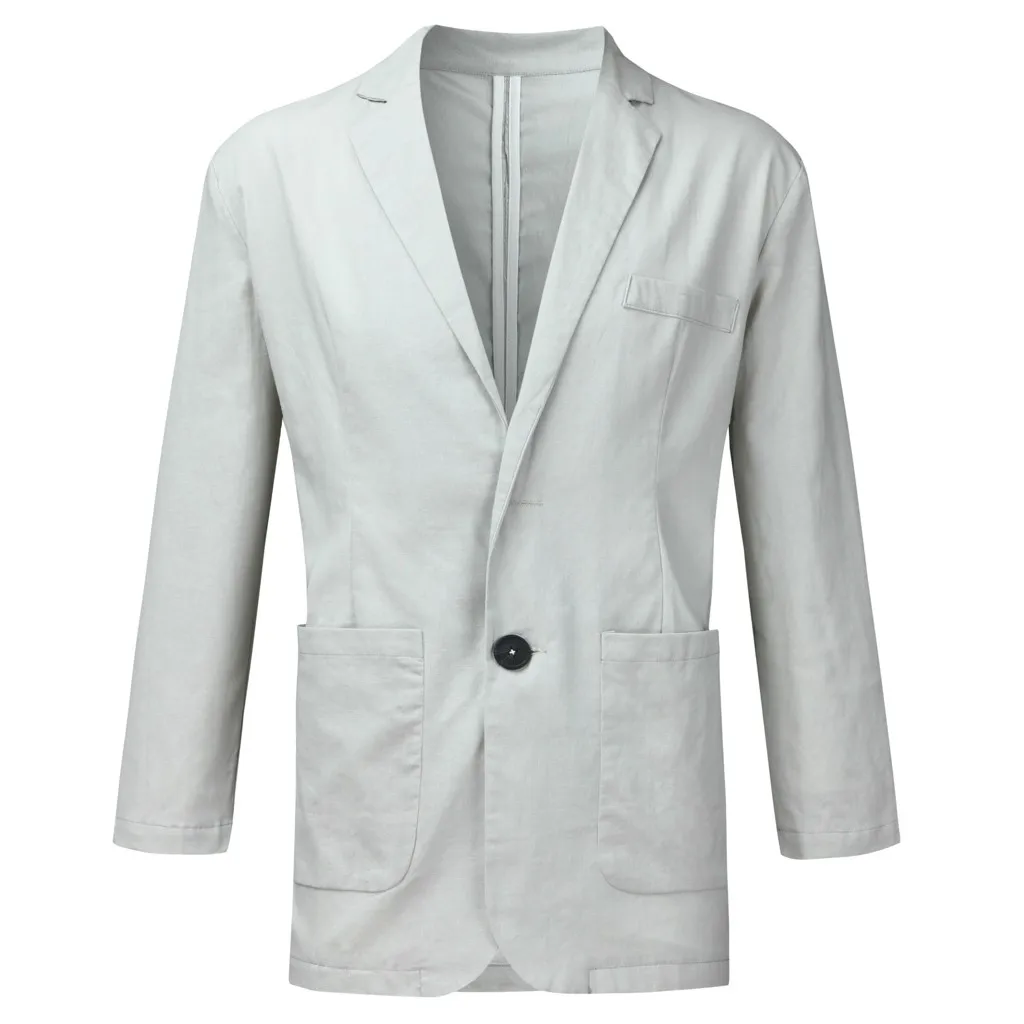 2023 Men\'s Blazer Jacket Spring Summer Solid Slim Casual Business Thin Breathable White Cotton Linen Suit Coat Male Jacket