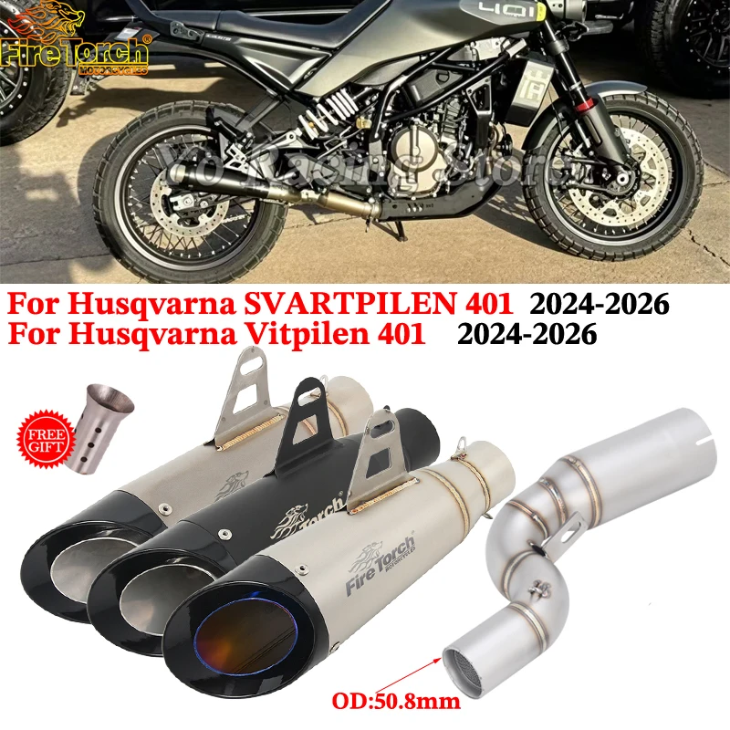 

Slip On For Husqvarna SVARTPILEN Vitpilen 401 2024 - 2026 Motorcycle Exhaust System Espace Mid Link Pipe With Muffler DB Killer
