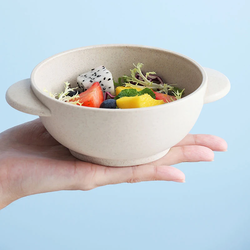 Plastic Bowl with Handle Anti-scald Soup Rice Bowls Household Anti-drop Tableware Kitchen Accessories Salad Fruit Food Container