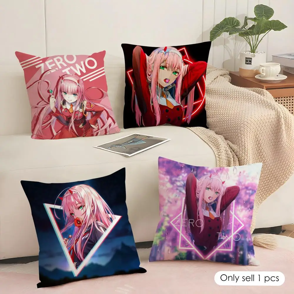 Z-Zero Two 002 Cushion Cover Soft Short Plush Pillow Cover Smooth Cozy Texture Aesthetic Cushion Case Home Decor