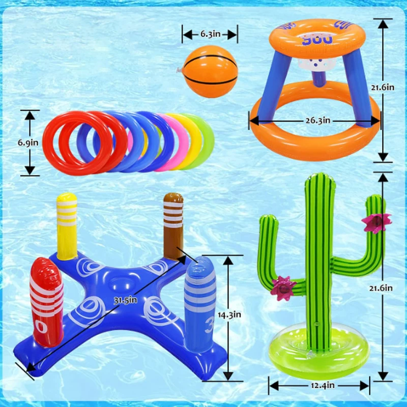 Inflatable Ring Throwing Ferrule Game Floating Basketball Hoop Interactive Water Sport Toy Party Favor Beach Fun Pool accessory