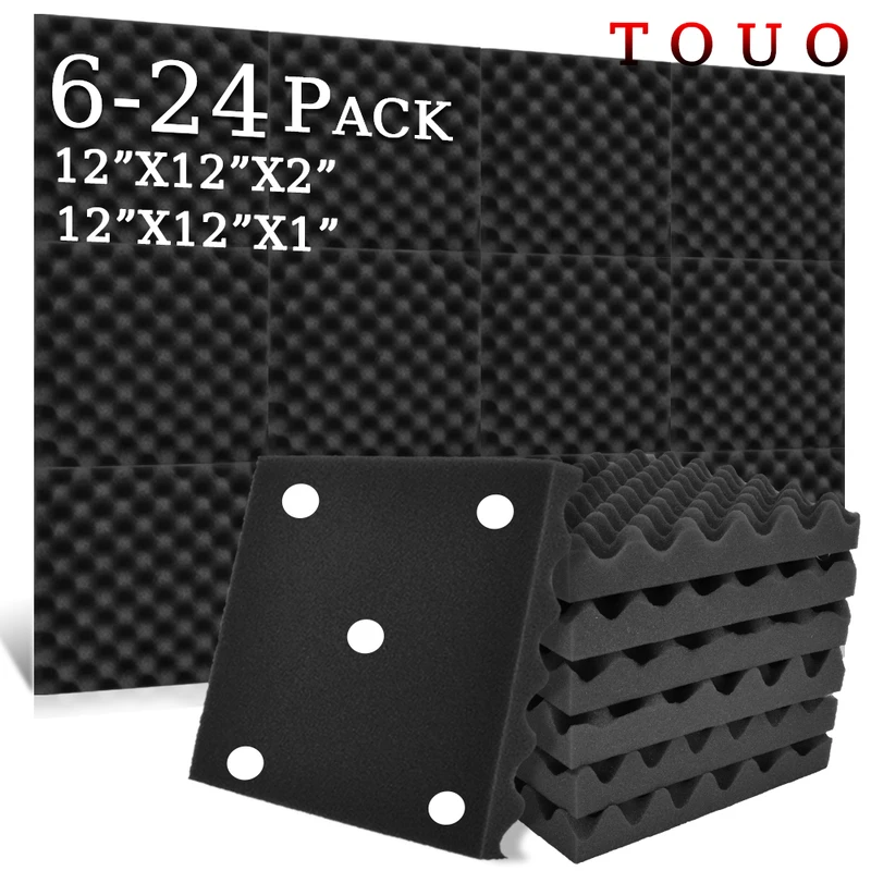 

TOUO Egg Carton Acoustic Foam 6/12/24 Pcs Studio Acoustic Treatment Sound Foam Wall Soundproofing Sound Absorbing Material