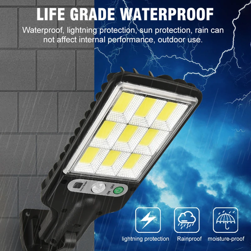 

Solar Street Light Outdoor Wall Lamp With 3 Light Mode Waterproof Motion Sensor Security Lighting for Garden Patio Path Yard