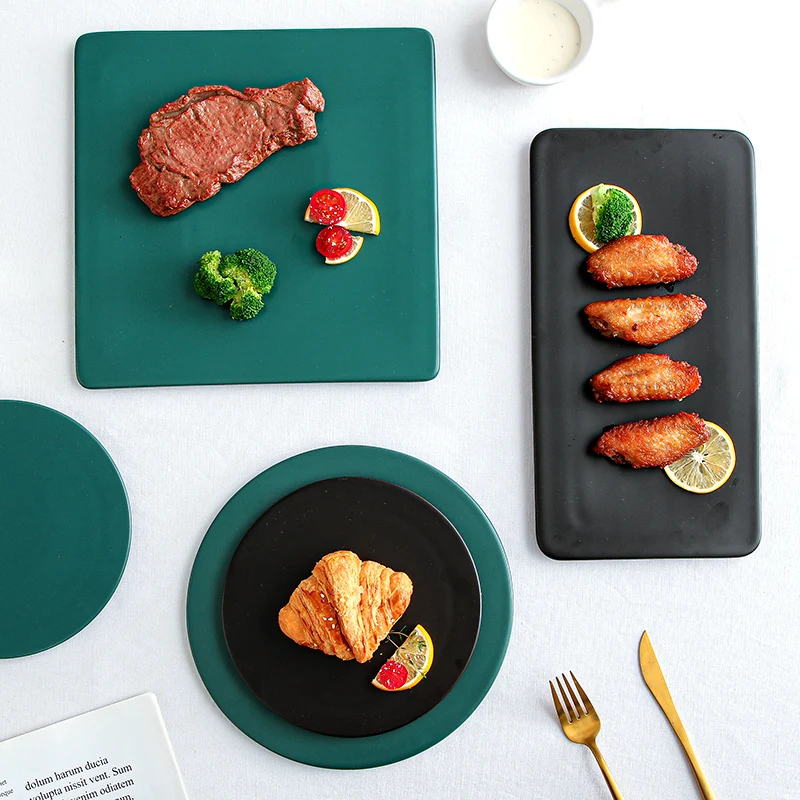 

Прямоугольная тарелка Nordic Sle Cerc для западной кухни, для стейков, муссов, тортов и десертов, плоская тарелка Fre Sle ручной работы