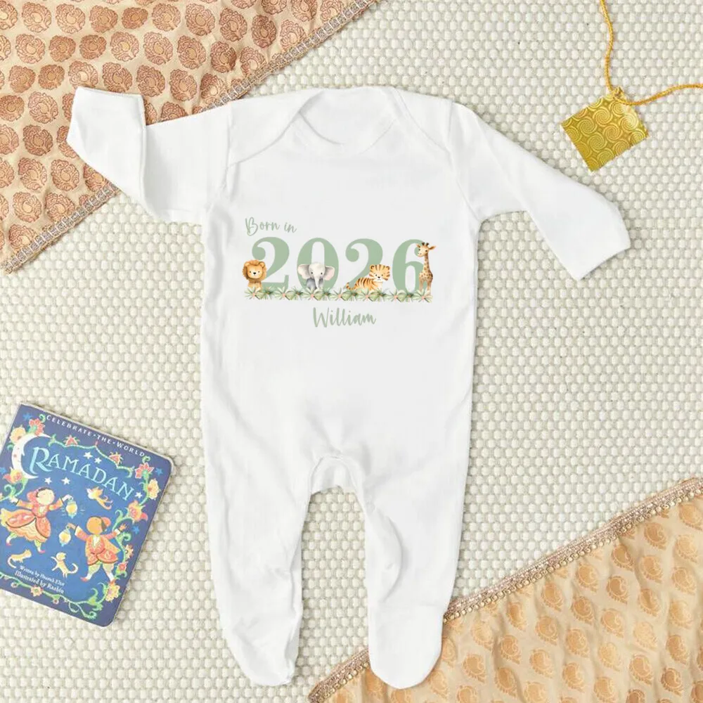 اسم مخصص ولد في 2026 طباعة الرضع ملابس خاصة طويلة الأكمام رومبير الطفل إعلان الحمل غير رسمي بذلة هدايا ولادة الأطفال
