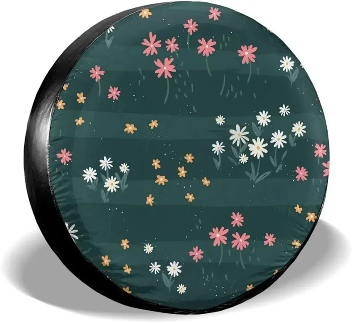 

Fall Decor Ditsy Flower Field Spare Tire Covers Cute Car Accessories For Women Rv Tire Covers For Trailers SUV Truck And Ma