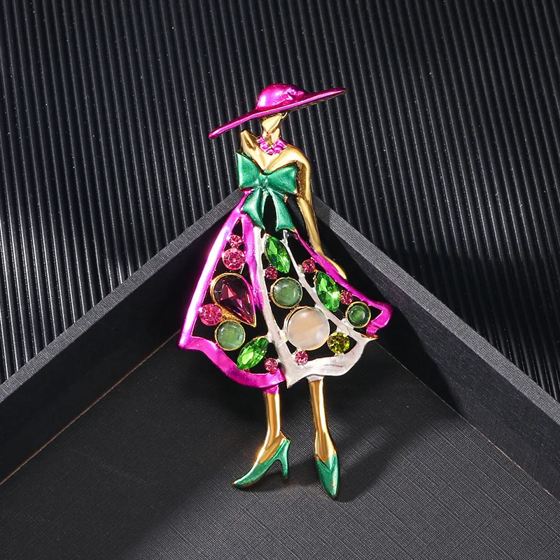 Exquisito broche de esmalte cristalino para mujer, insignias de moda, Pin de aceite de goteo clásico, joyería elegante