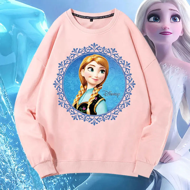 Ice and snow fantasy animation co branded sweater women's round neck spring and autumn anime Anna Aisha printed clothes ins