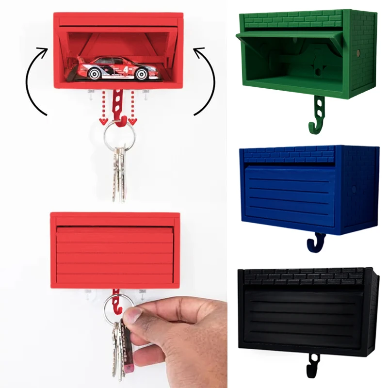 Porte-clés de garage de voiture avec porte d'ouverture, porte-clés mural suspendu, organisateur de clés imprimé en 3D, auto-adhésif (modèles de voiture non inclus)