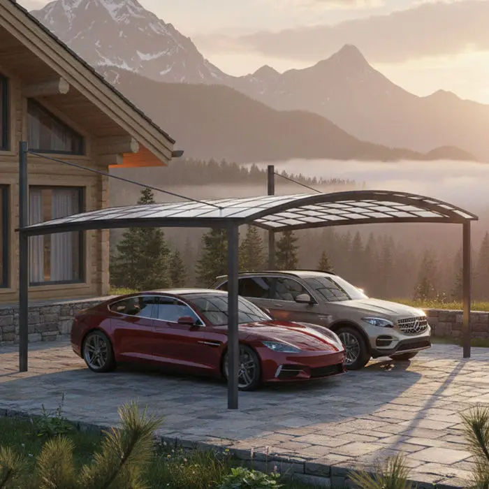 Easy Installation Backyard Car Parking Extra Large Space Outdoor Rainproof Sunproof Car Shelter Fashionable Arched Carport